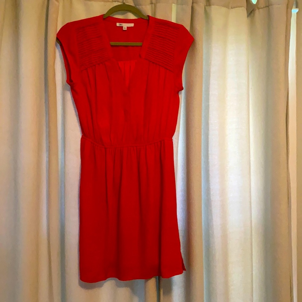 Red capped sleeve polyester dress